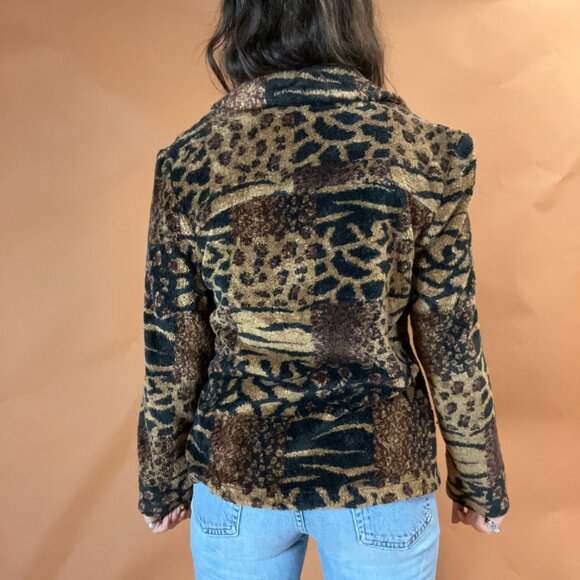 Vintage Fuzzy Mixed Animal Print Patchwork 90s Jacket - Picture 4 of 7